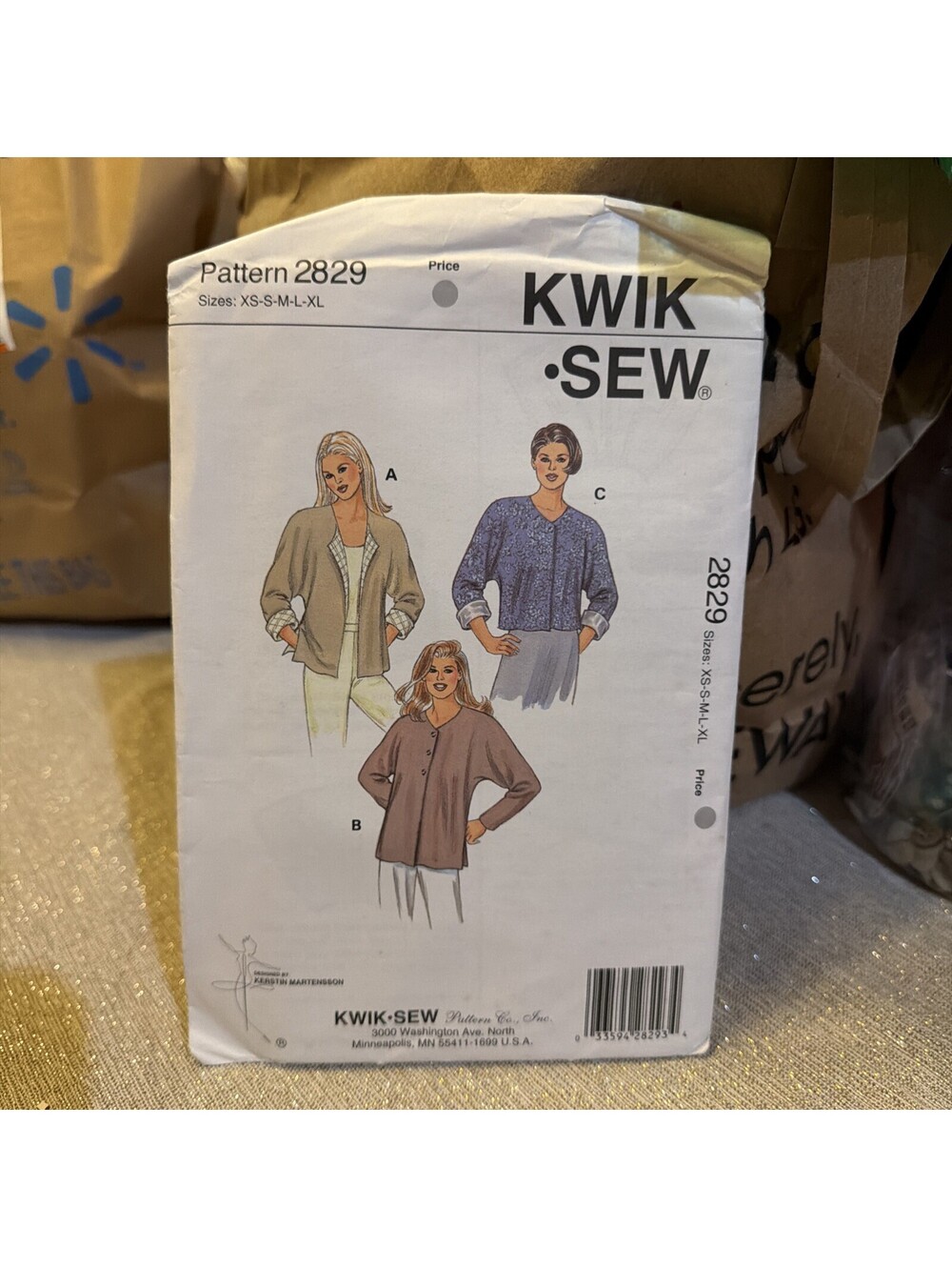 Kwick Sew 2829 size xs-xl women's jacket uncut